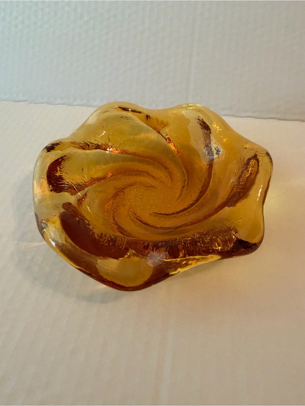 Vintage MCM Fenton Amber Art Glass Ashtray